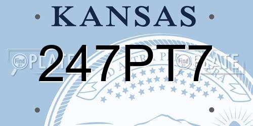 247PT7 Kansas License Plate