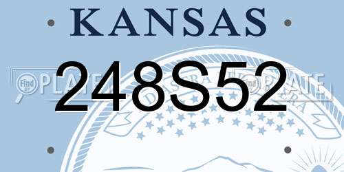 248S52 Kansas License Plate