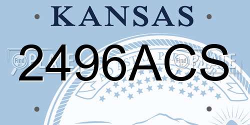 2496ACS Kansas License Plate