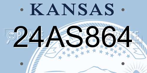 24AS864 Kansas License Plate