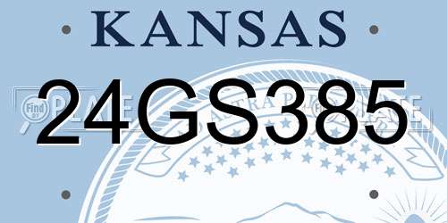 24GS385 Kansas License Plate