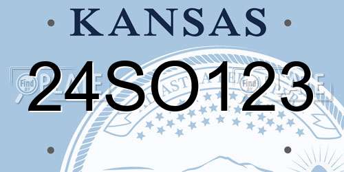 24SO123 Kansas License Plate
