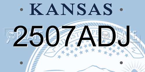 2507ADJ Kansas License Plate