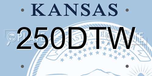 250DTW Kansas License Plate