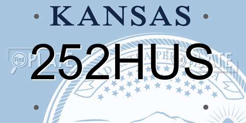 252HUS Kansas License Plate