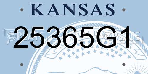 25365G1 Kansas License Plate