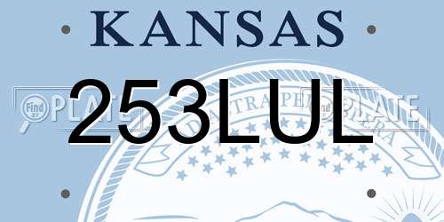 253LUL Kansas License Plate