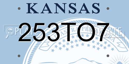 253TO7 Kansas License Plate