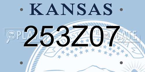 253Z07 Kansas License Plate