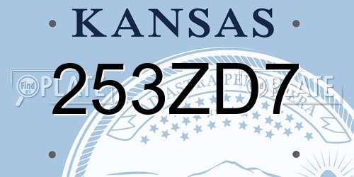 253ZD7 Kansas License Plate