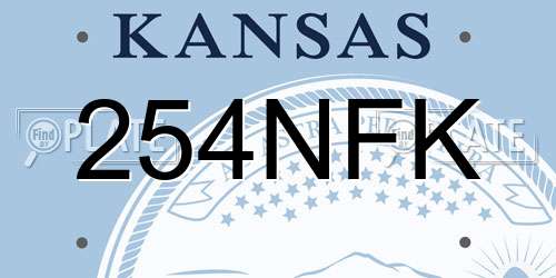 254NFK Kansas License Plate