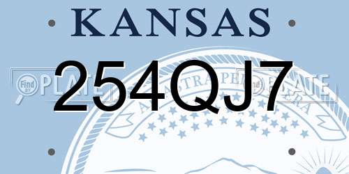 254QJ7 Kansas License Plate