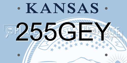 255GEY Kansas License Plate