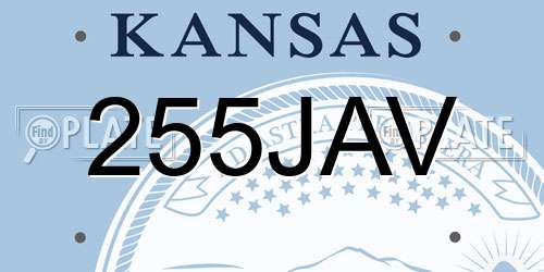 255JAV Kansas License Plate