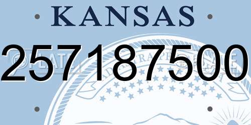 257187500 Kansas License Plate