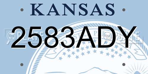 2583ADY Kansas License Plate