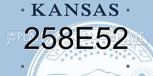 258E52 Kansas License Plate