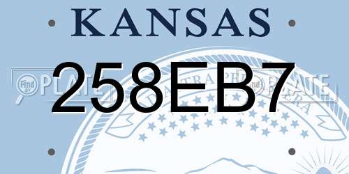 258EB7 Kansas License Plate