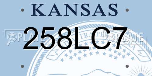 258LC7 Kansas License Plate