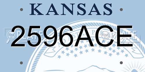 2596ACE Kansas License Plate