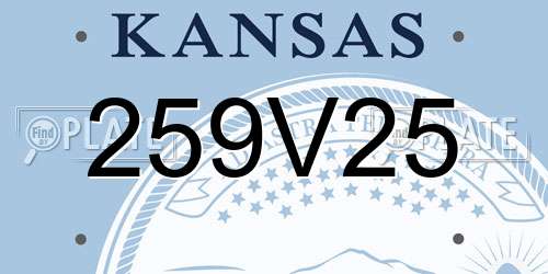 259V25 Kansas License Plate