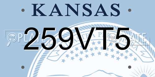 259VT5 Kansas License Plate