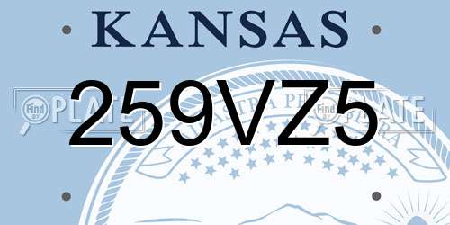 259VZ5 Kansas License Plate