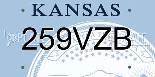 259VZB Kansas License Plate