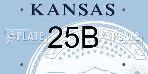 25B Kansas License Plate