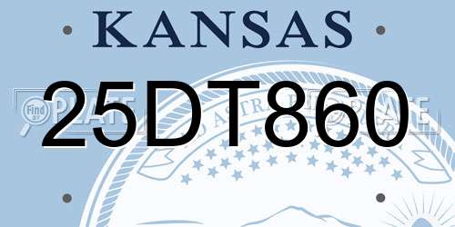 25DT860 Kansas License Plate
