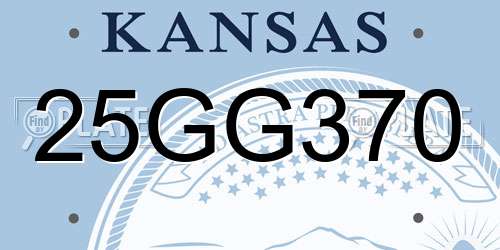 25GG370 Kansas License Plate