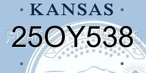 25OY538 Kansas License Plate