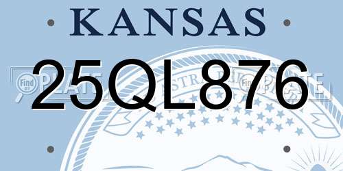 25QL876 Kansas License Plate