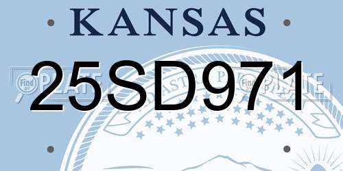 25SD971 Kansas License Plate