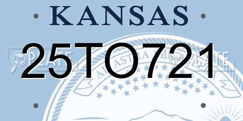 25TO721 Kansas License Plate