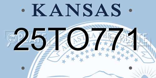 25TO771 Kansas License Plate