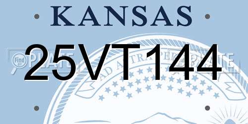 25VT144 Kansas License Plate