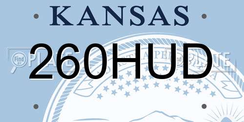 260HUD Kansas License Plate