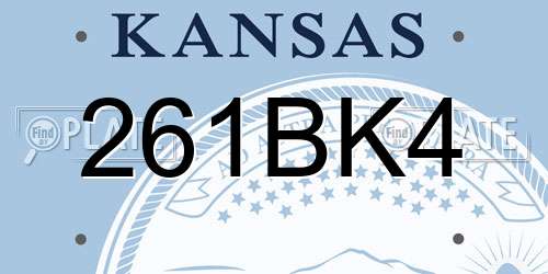 261BK4 Kansas License Plate