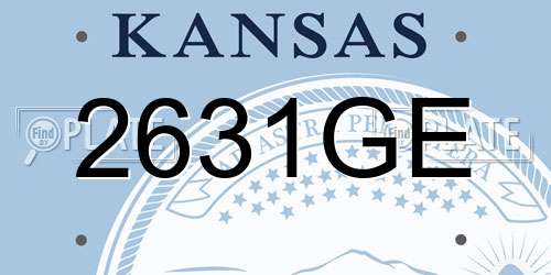 2631GE Kansas License Plate