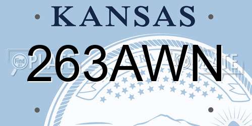 263AWN Kansas License Plate