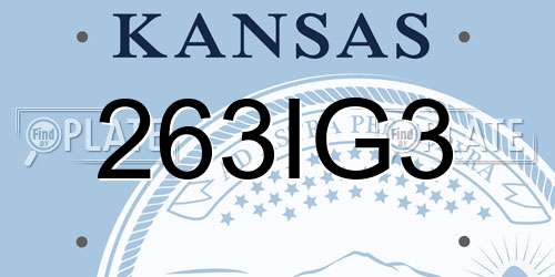 263IG3 Kansas License Plate