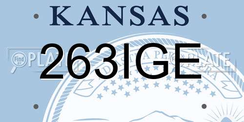 263IGE Kansas License Plate