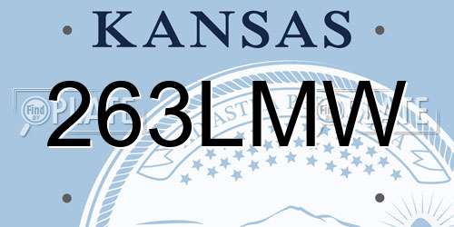 263LMW Kansas License Plate