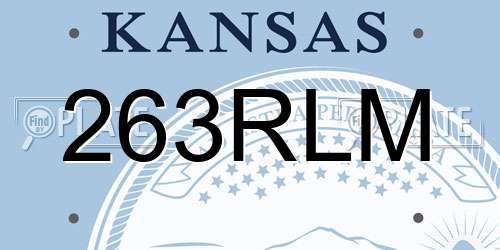 263RLM Kansas License Plate