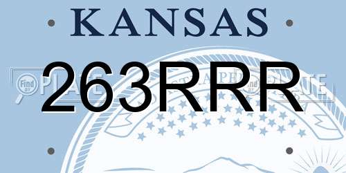 263RRR Kansas License Plate