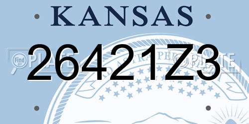 26421Z3 Kansas License Plate