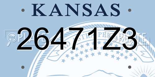 26471Z3 Kansas License Plate