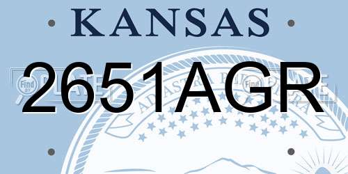 2651AGR Kansas License Plate