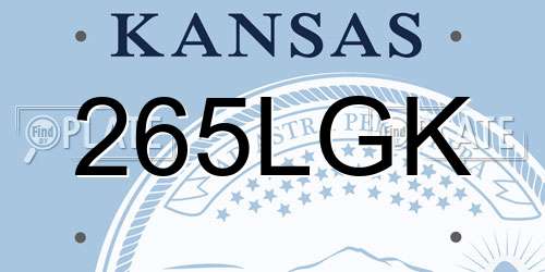265LGK Kansas License Plate